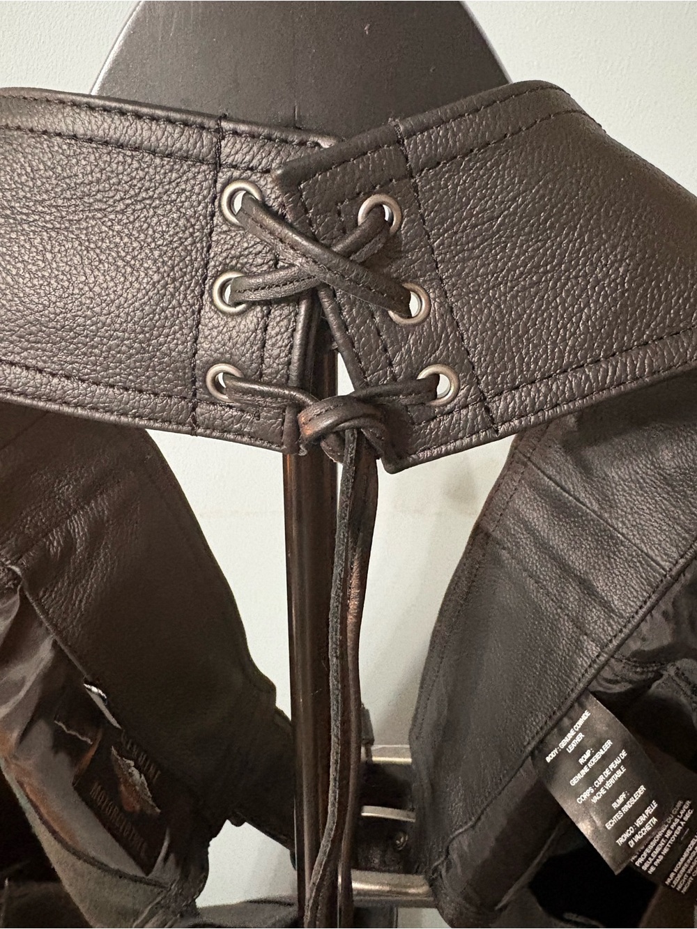 NWT Harley-Davidson Black Leather Chaps Large - Picture 10 of 12
